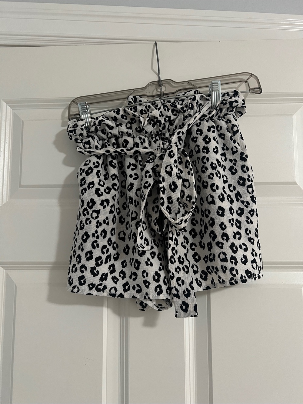 Altar'd State White and Black Leopard Print High Waist Shorts